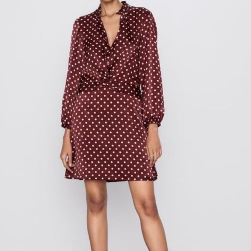 Red and white polka dot knot tie dress